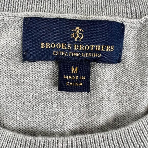 Brooks Brothers Mens Merino Wool Sweater M Light Gray Red Yellow Argyle … - Picture 6 of 10